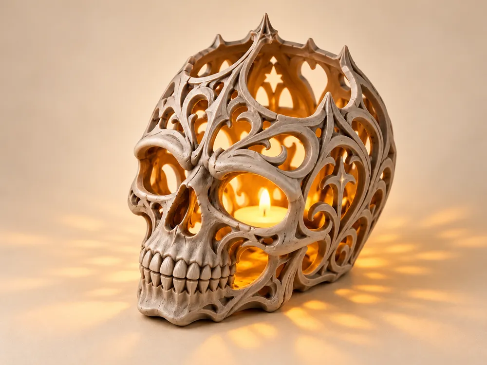 Gothic Skull Tealight Holder - Free 3D Print Model - MakerWorld