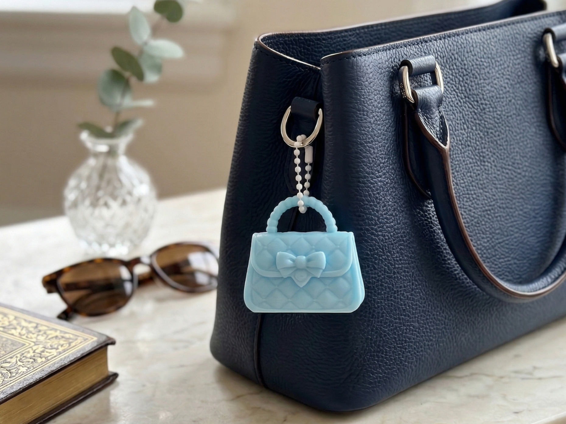 Sweet Bow Quilted Mini Handbag Charm
