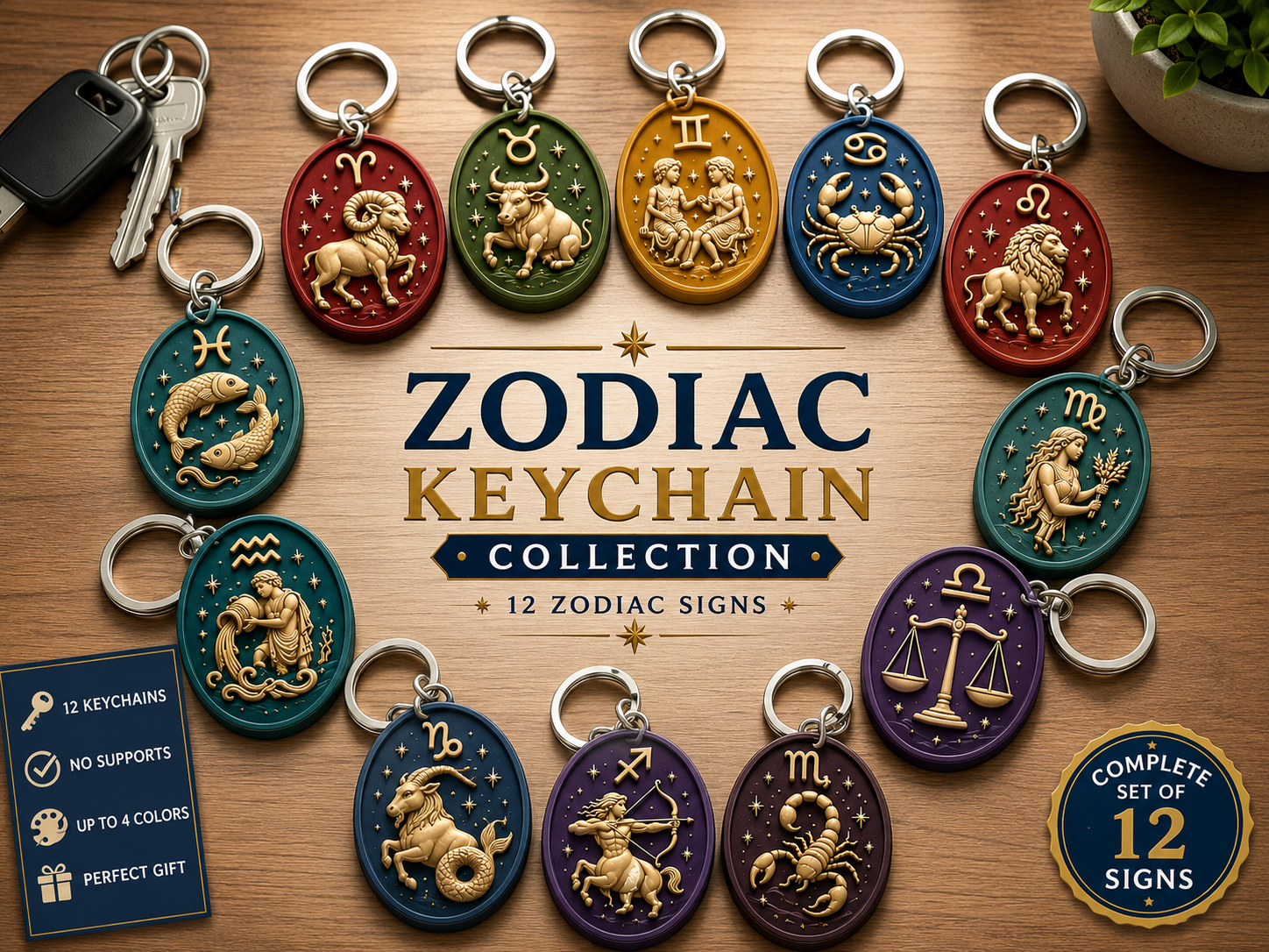 Zodiac Keychain Collection | 12 Zodiac Signs - 1
