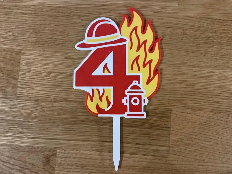 Tortenstecker "Feuerwehr 4. Geburtstag"