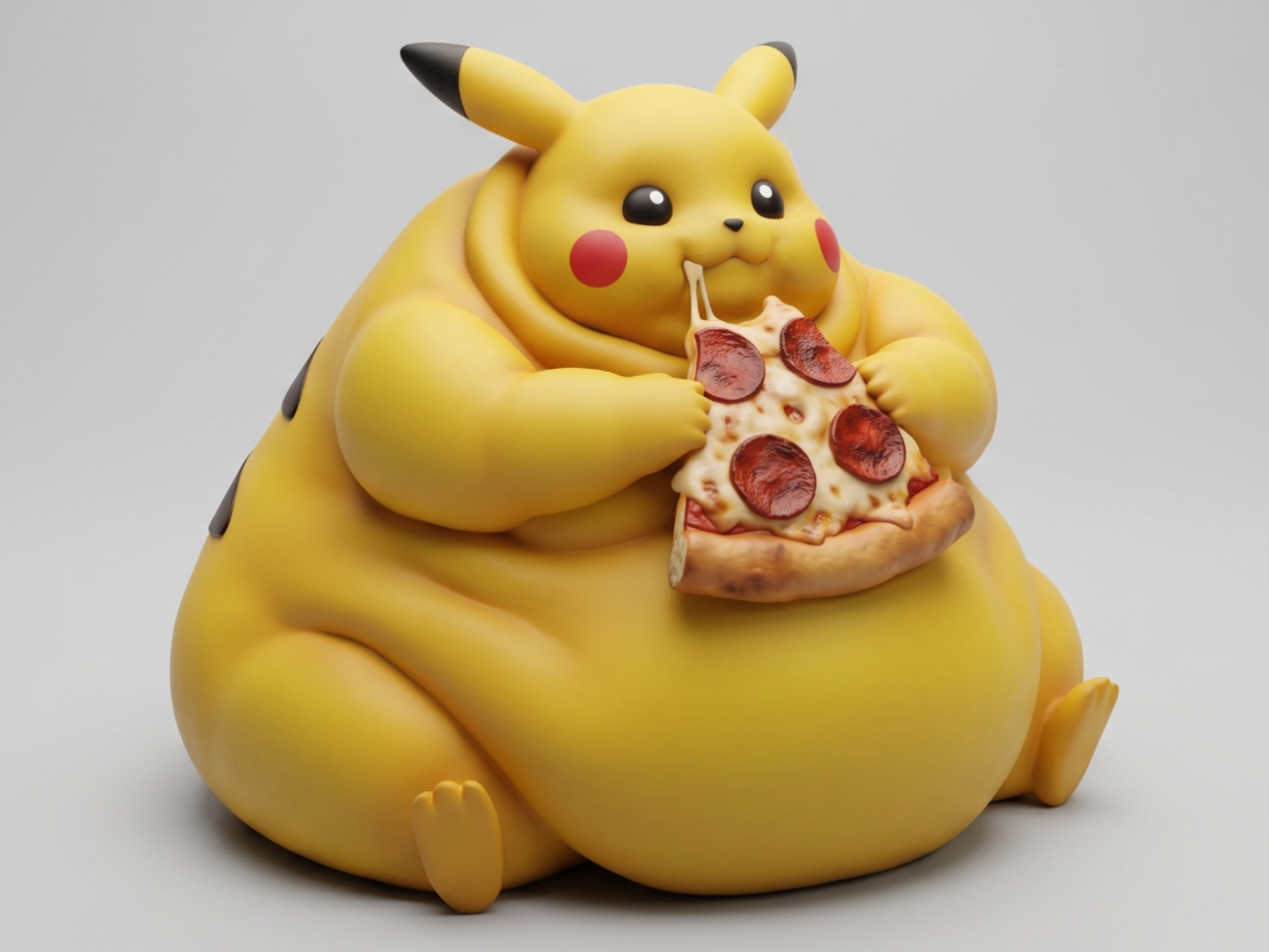 Fat Pikachu eating Pizza - 1
