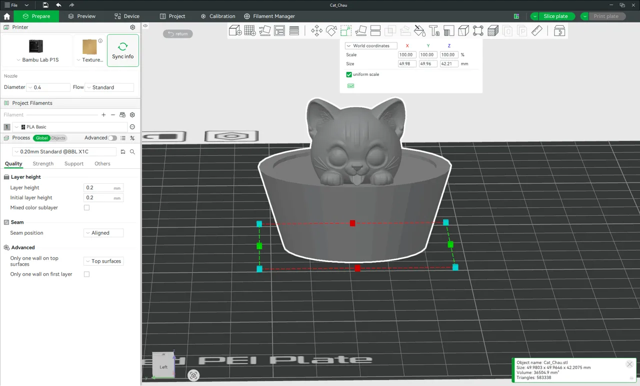 Cute Kitten in a Pot | Single Color | No Supported view 3