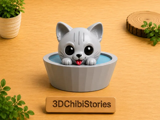 Cute Kitten in a Pot | Single Color | No Supported