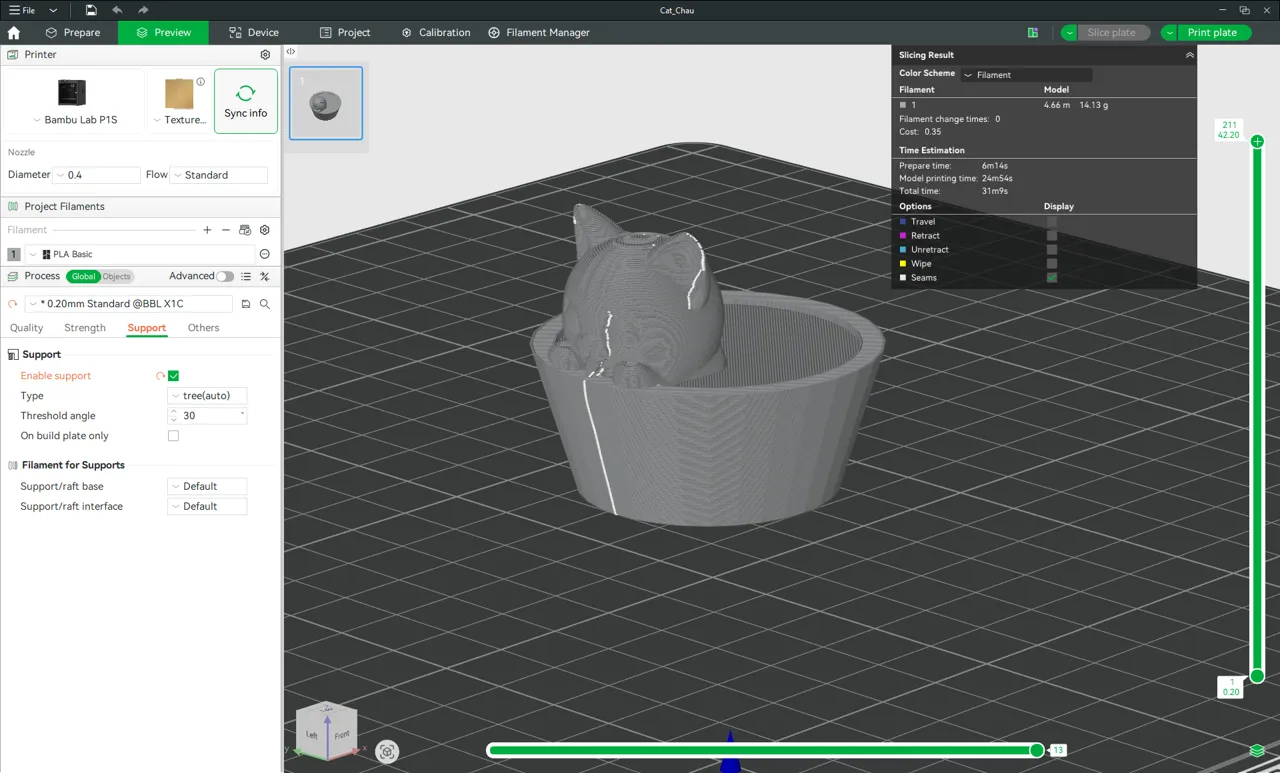 Cute Kitten in a Pot | Single Color | No Supported view 4