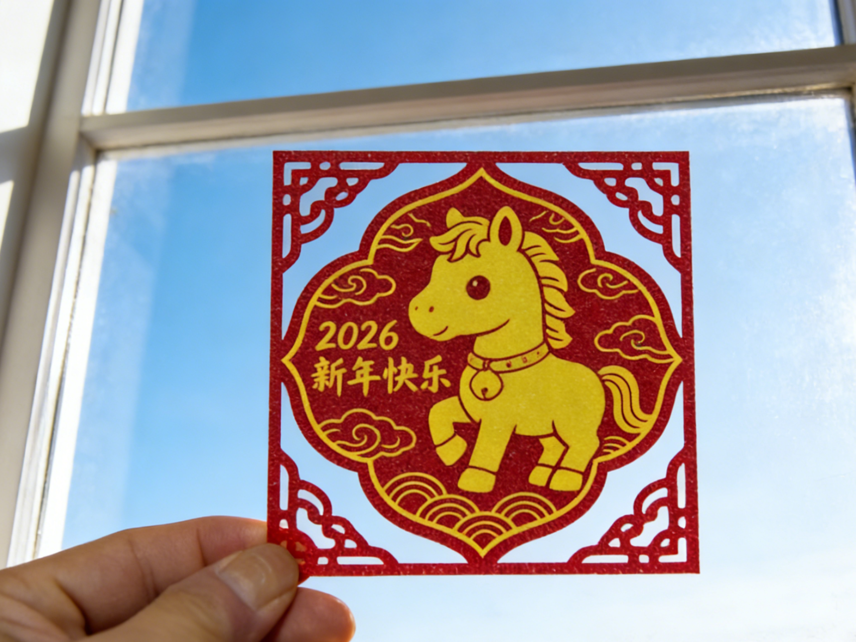 Miniatura 2 do modelo 3D 2026马年新年快乐剪纸