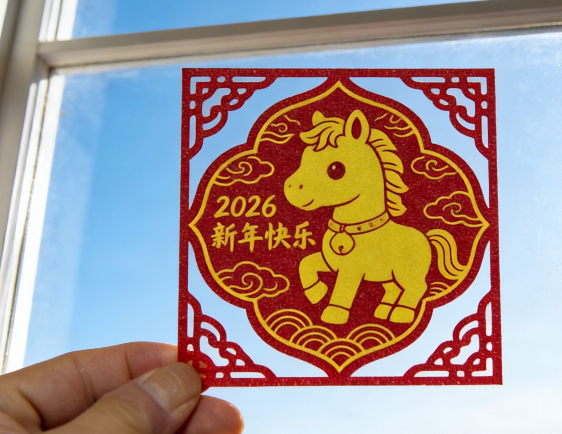Miniatura 1 do modelo 3D 2026马年新年快乐剪纸