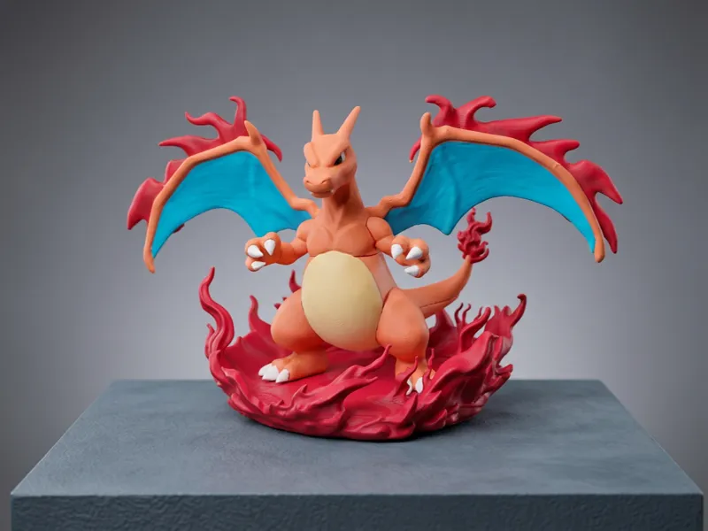 精灵宝可梦 喷火龙 火焰场景手办 无需AMS 分件打印