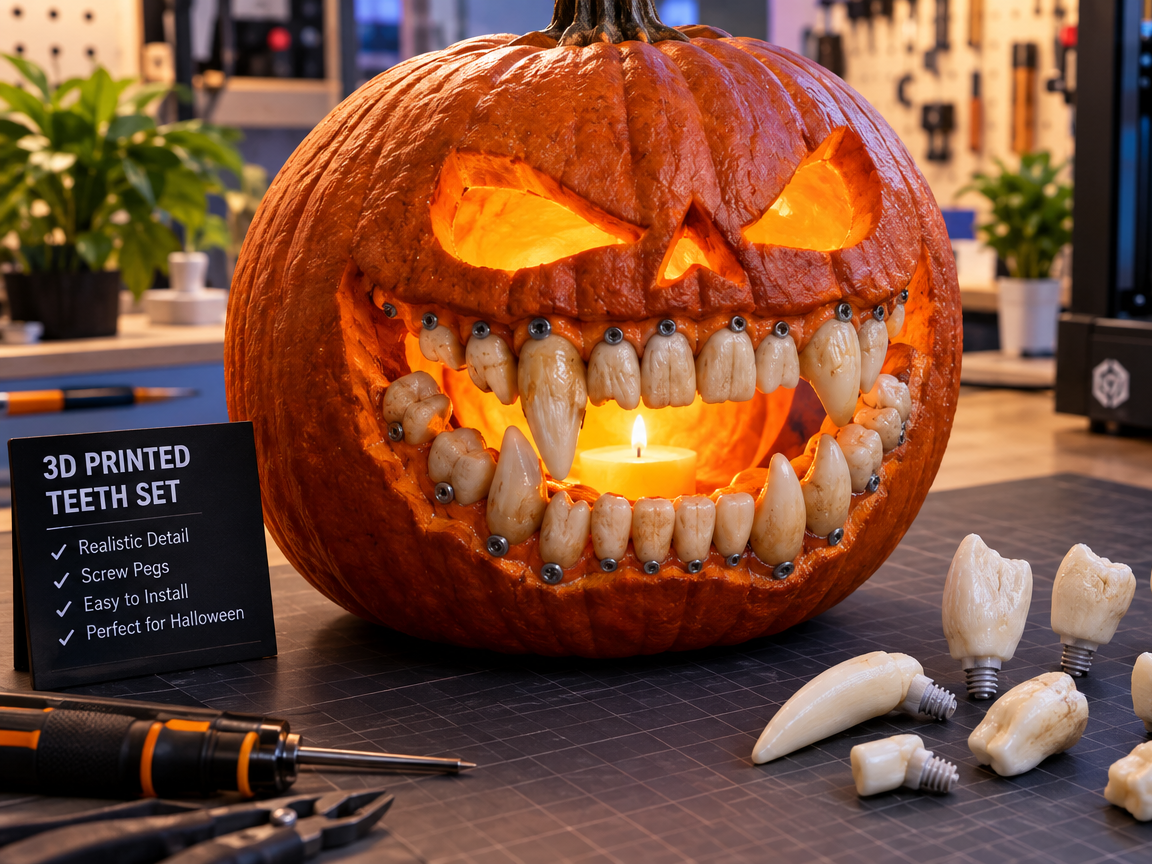 Fuggler Kürbis-Zähne Set – Skurrile Halloween Deko - 1