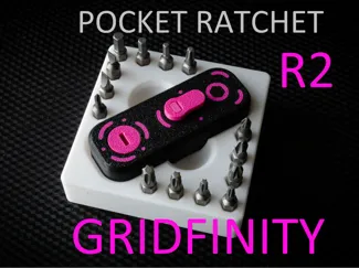 Gridfinity for R2 Pocket Ratchet Driver with bits