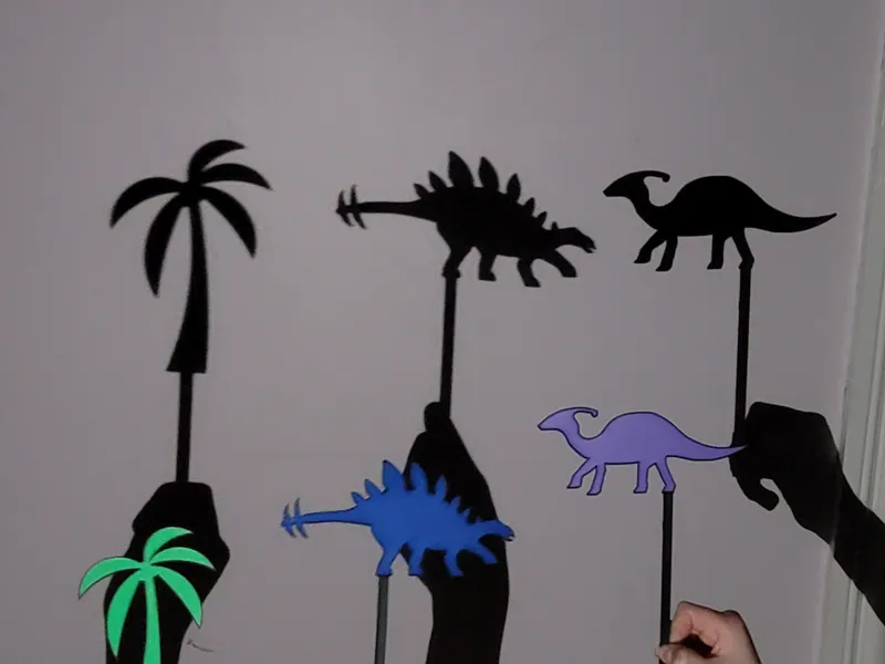 Colorful Dinosaur Shadow Puppets