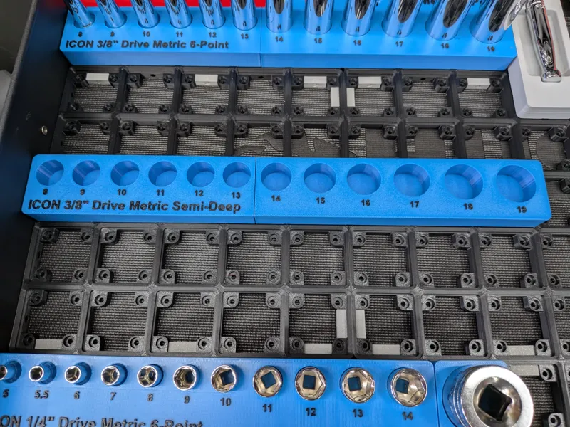 ICON 3/8" Metric Semi-Deep Gridfinity Holder