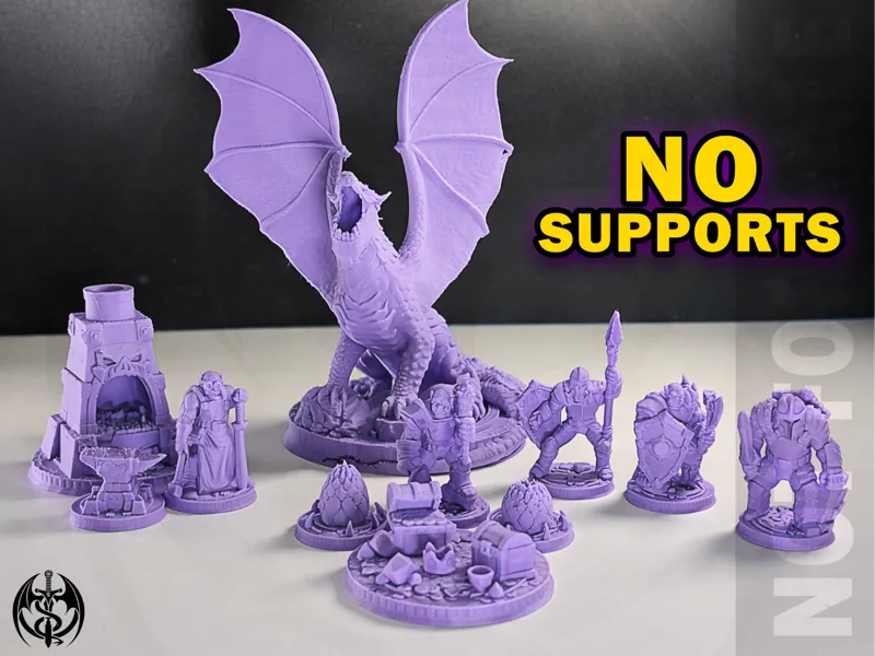 Supportless Dragon & Orc 11 Pack - 32mm miniatures