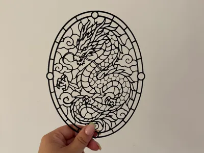 Stained Glass Effect Wall Decoration - Dragon