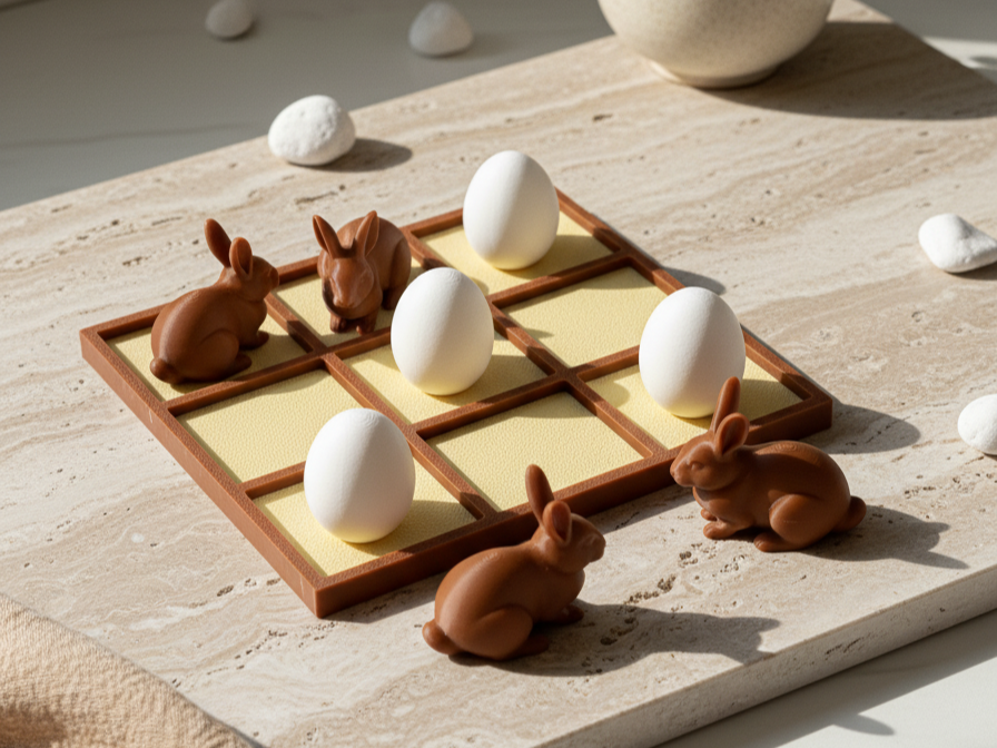 Easter Tic-Tac-Toe: Bunnies vs Eggs (X vs O)
