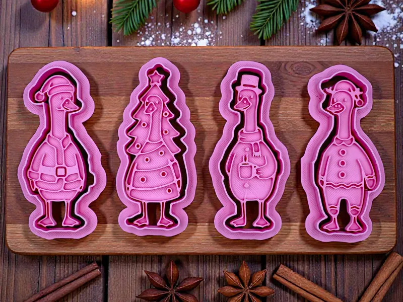 Funny Christmas Duck Cookie Cutter Set 4 Piece