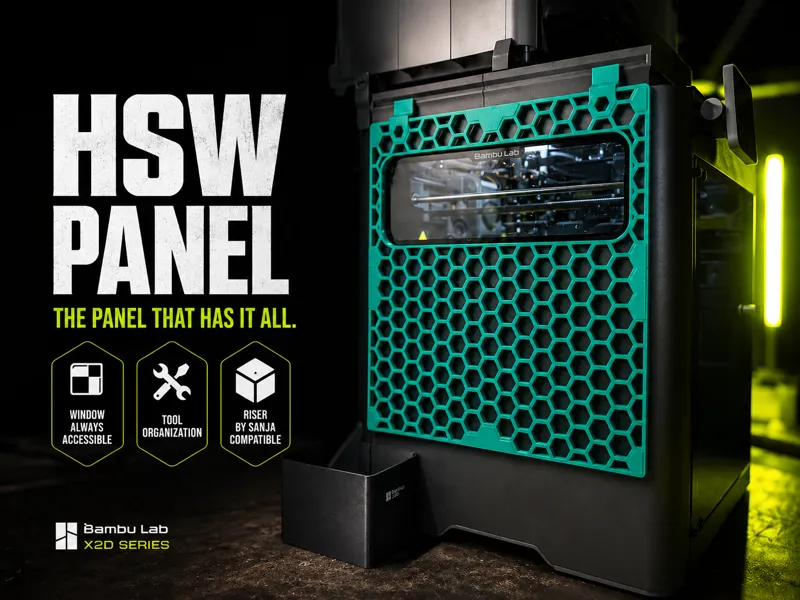 HSW Panel For X2D with window - Riser by Sanja 3D