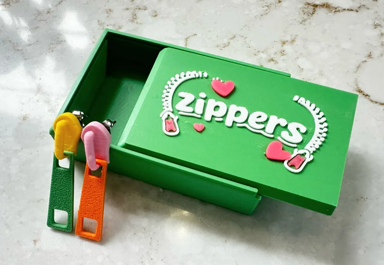 Zipper Earrings with Gift Box studs and dangle view 4