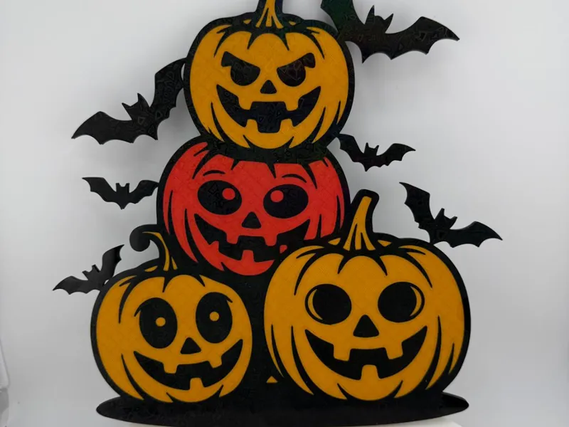 Halloween Kürbis Stapel mit Fledermäusen