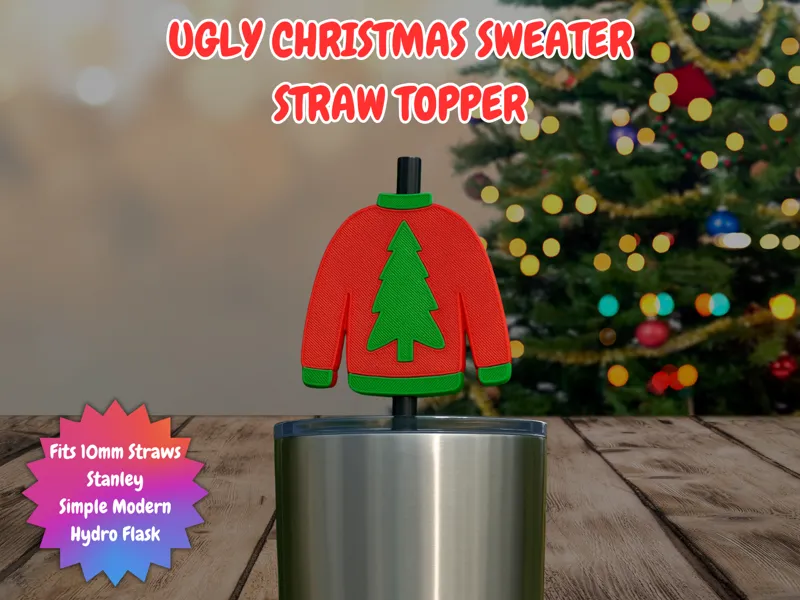 Ugly Christmas Sweater Straw Buddy – Straw Topper