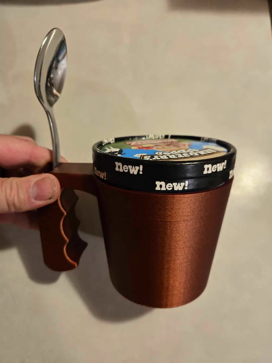 Pistol grip Ben and jerry's ice cream pint holder view 2