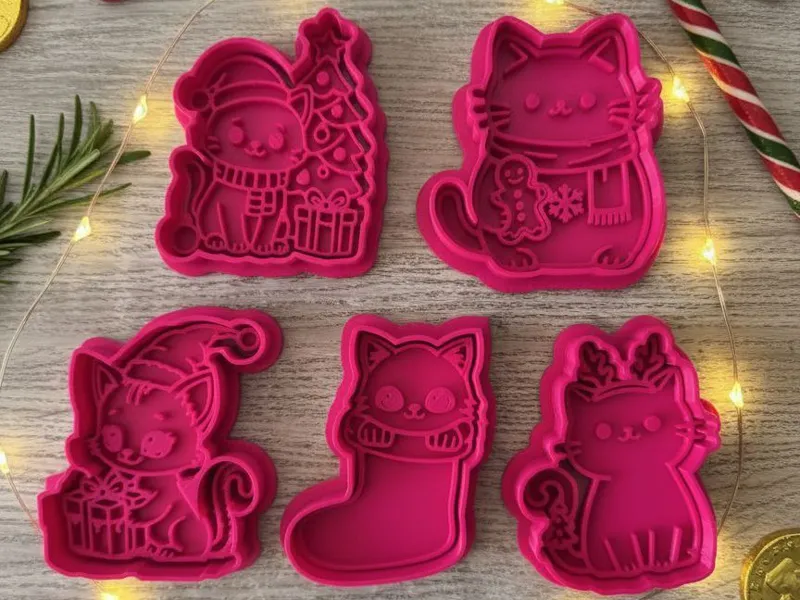Set de Moldes Navideños Gatitos de Navidad