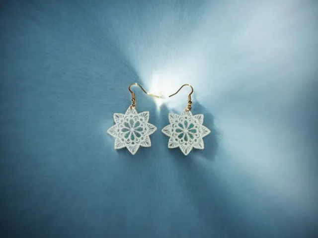 White mandala earrings