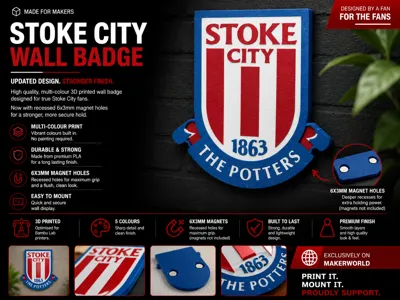 Stoke City Badge 2001-2026 with Magnet 6x3mm