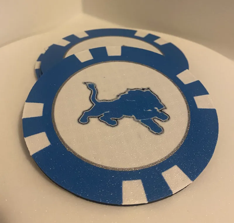 Detroit Lions Poker chip drink coaster