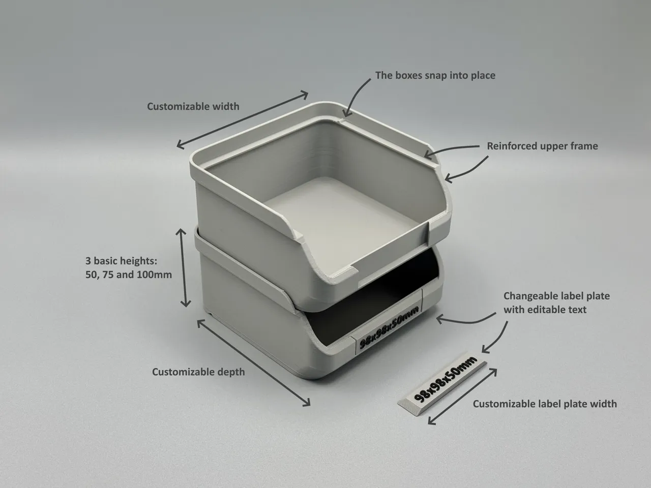 Stackable storage box (customizable) view 4