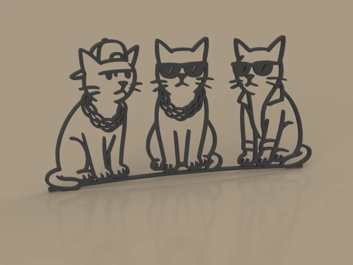 Cat Gang - 2D Wall Art by AVito3D MakerWorld: Download Free 3D Models