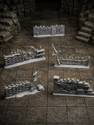 Escenografía en miniatura: Dungeon Walls Ruined Stone D&D Terrain — vista de referencia 2