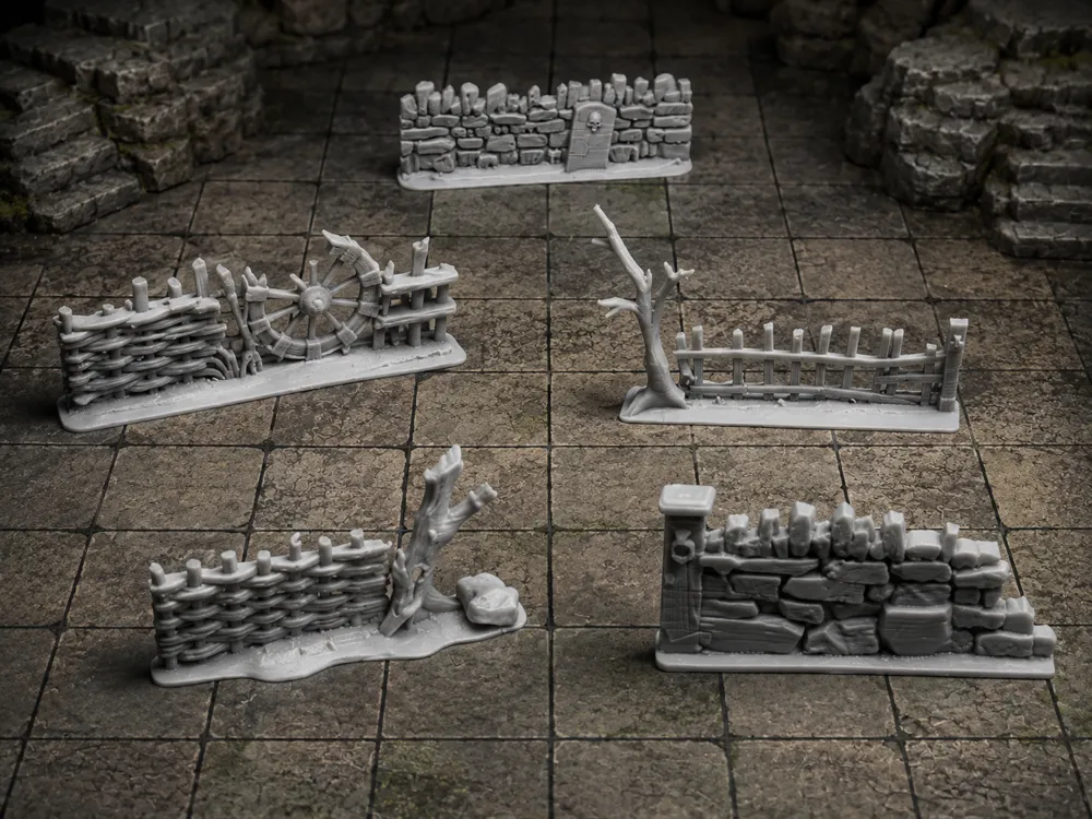 Escenografía en miniatura: Dungeon Walls Ruined Stone D&D Terrain. Referencia del modelo original.