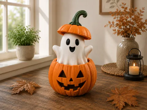 Adorno temático: Cute Ghost in Pumpkin – Halloween Decor — referencia de MakerWorld