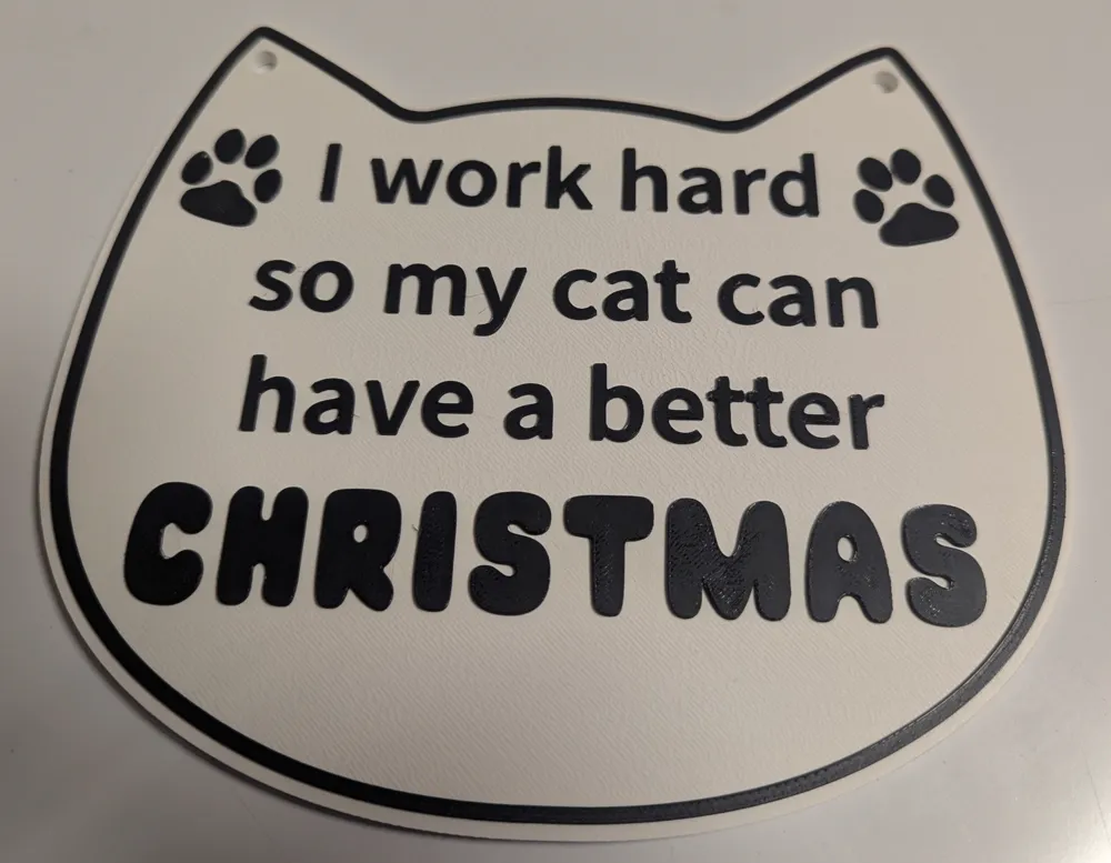 Working Hard For My Cat Sign - Free 3D Print Model - MakerWorld