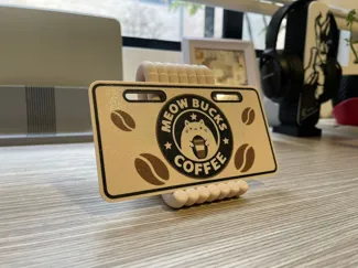 license plate MEOW BUCKS COFFE 