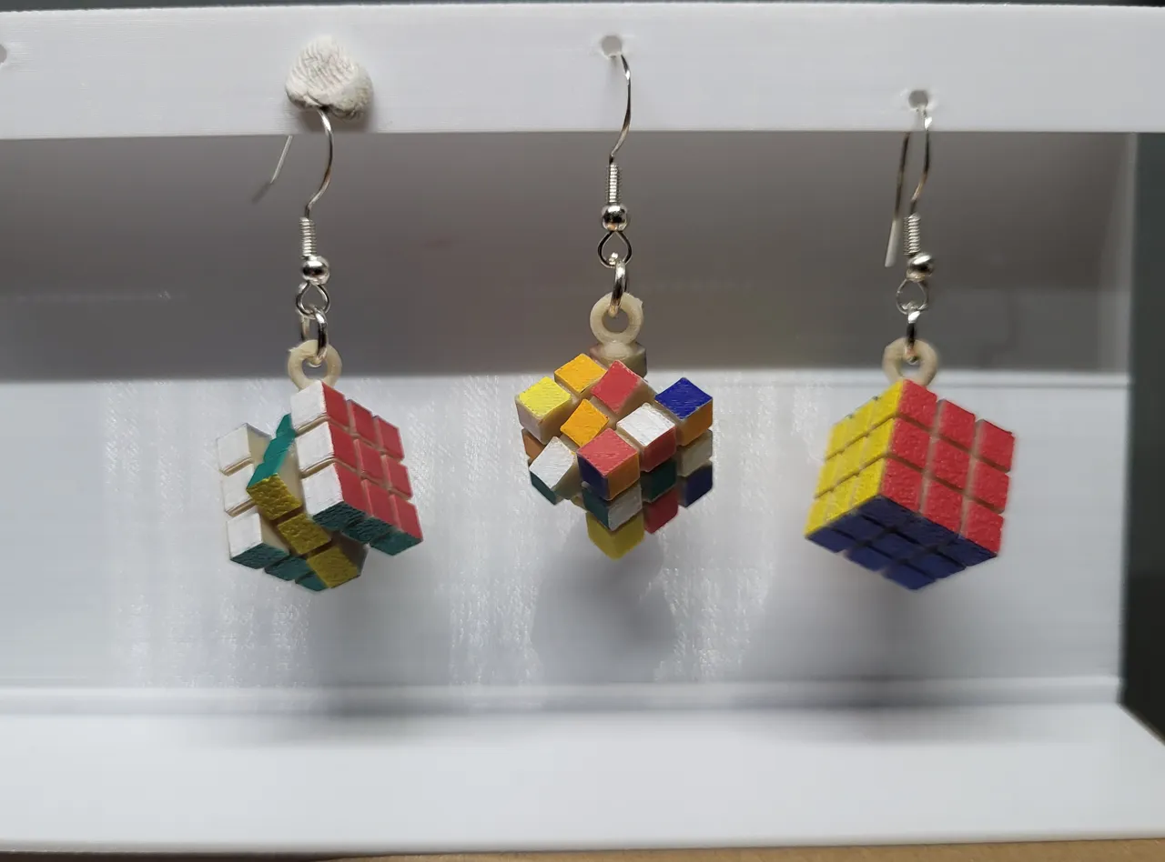 rubiks cube earrings view 3