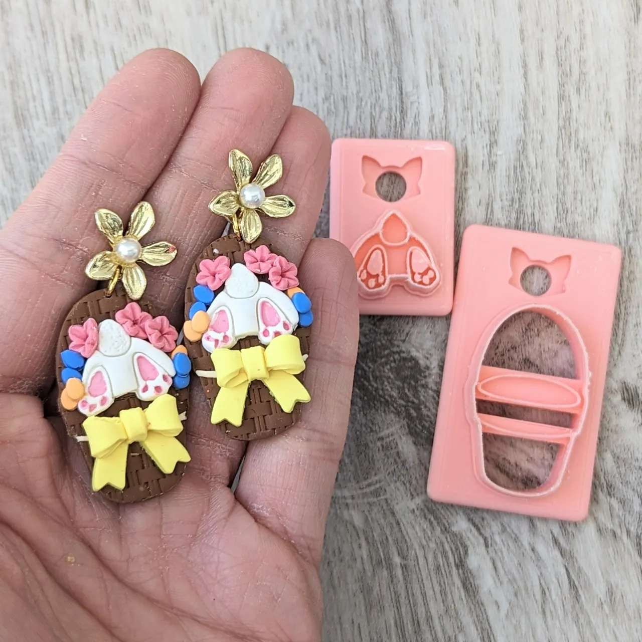 Bunny Butt and Pots Polymer Clay Earring Cutter view 2