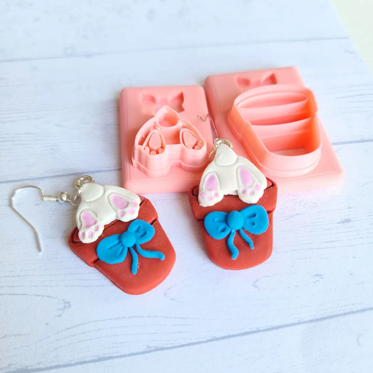 Bunny Butt and Pots Polymer Clay Earring Cutter view 3