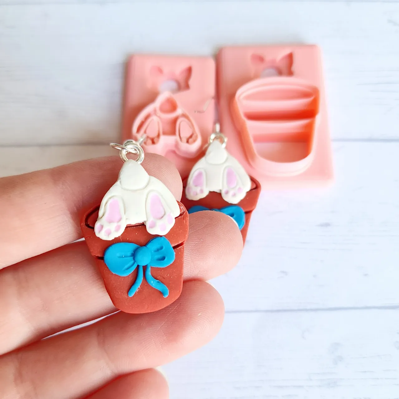 Bunny Butt and Pots Polymer Clay Earring Cutter view 4