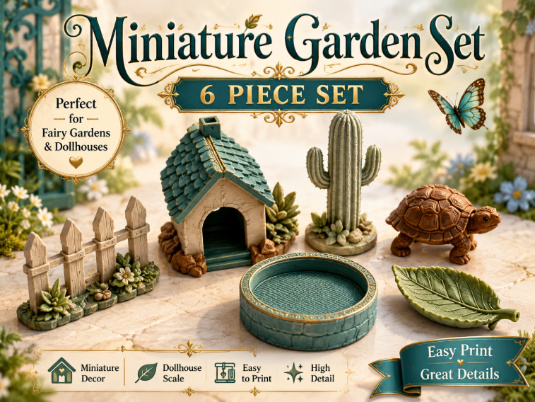 Miniature Garden Set – 6 Pieces | Fairy Garden 