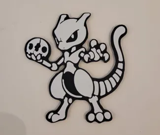 Pokemon Mewtwo Skeleton Halloween Skull Keychain