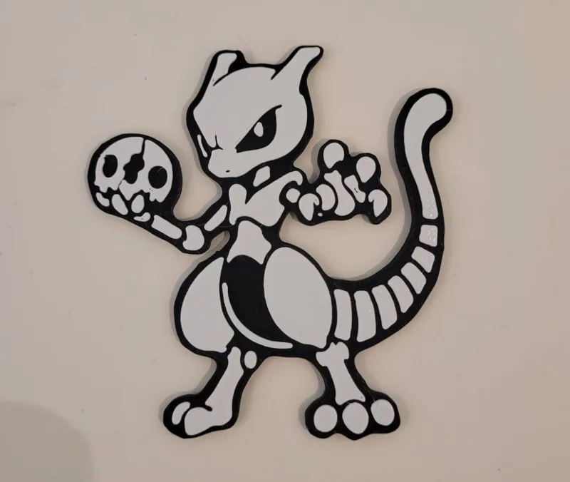 Pokemon Mewtwo Skeleton Halloween Skull Keychain