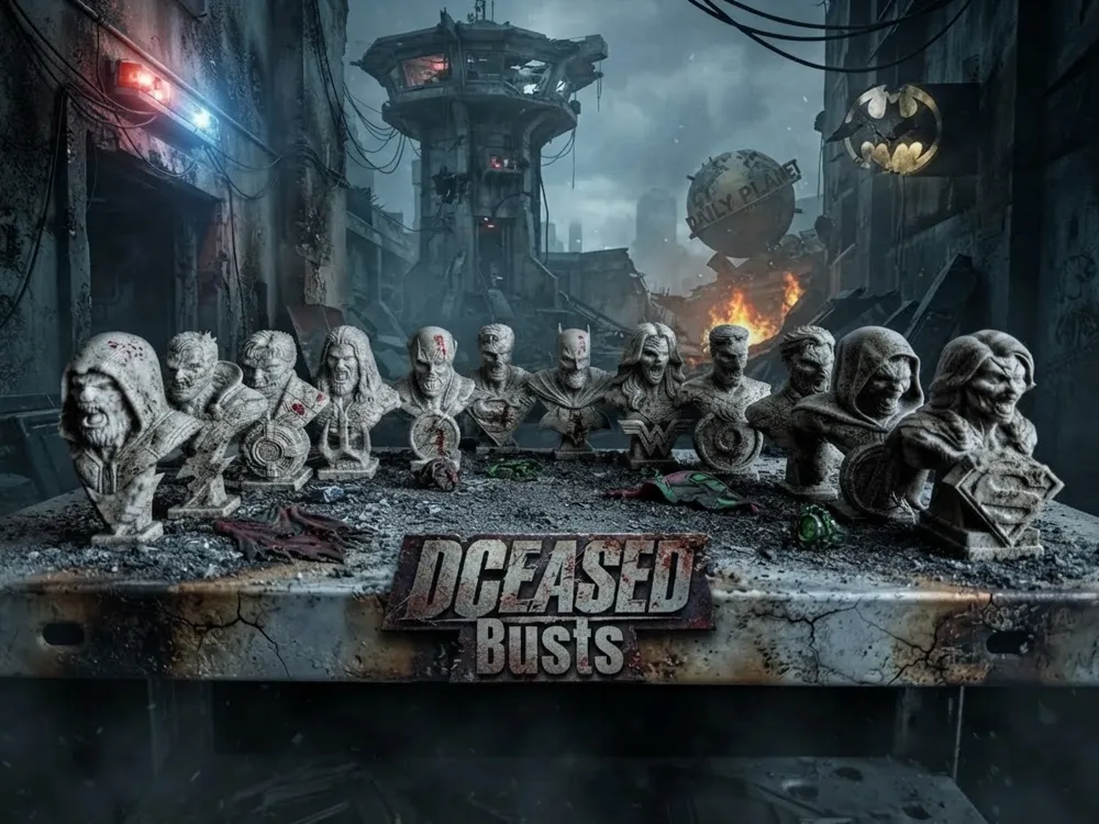 Figura decorativa: DCeased Undead Superhero Bust Collection. Referencia del modelo original.