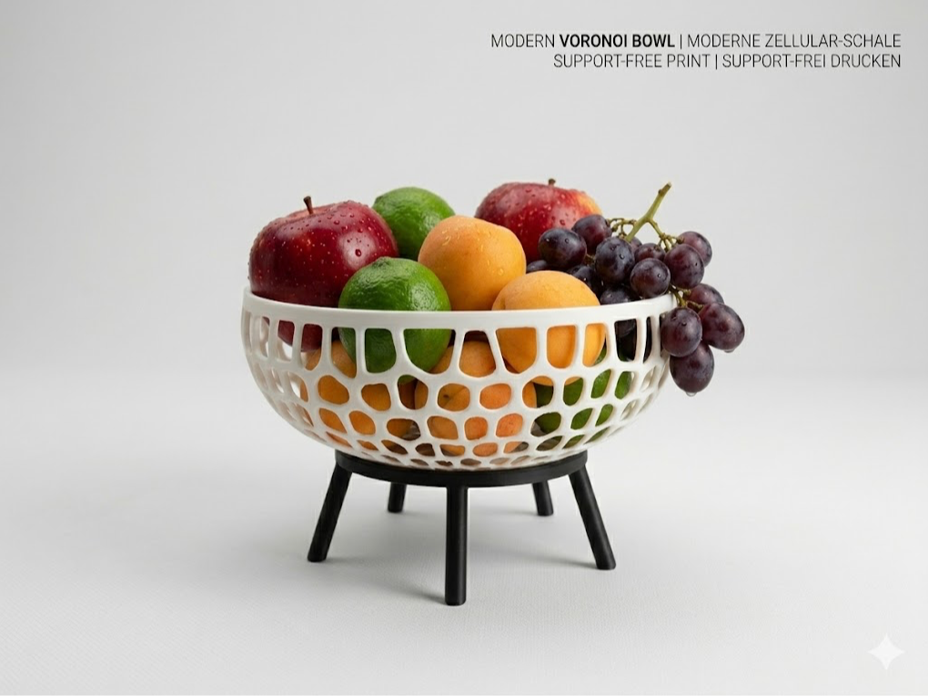 Modern Voronoi Fruit Bowl with Elegant Stand