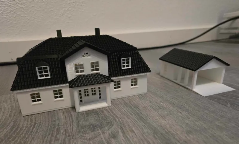 House with carport H0 scale