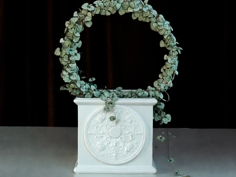 Baroque style square flowerpot with rosette