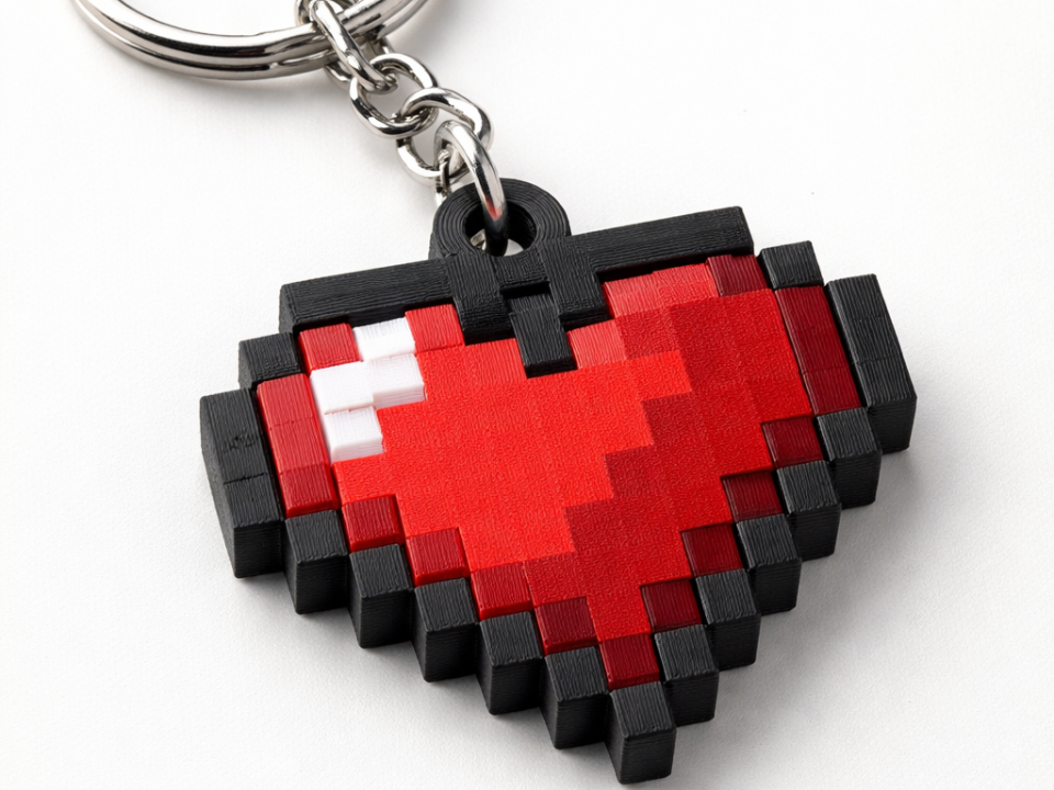 Llavero pixelart corazón minecraft regalo