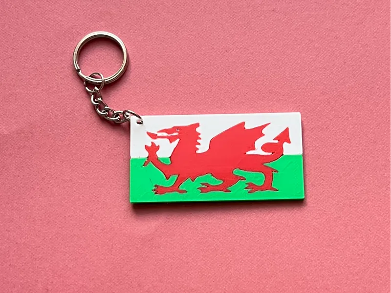 Simple Welsh Flag Keyring Y Ddraig Goch