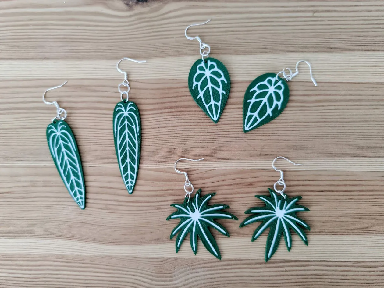 Anthurium earrings view 2