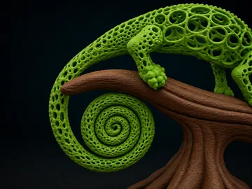 Figura decorativa: Caught! Lattice Voronoi Chameleon vs. Fly — vista de referencia 5